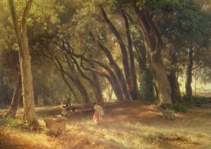 Dans le jardin de la Villa Borghese - Oswald Achenbach