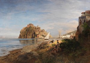 Oswald Achenbach Ischia avec vue sur le Castello Aragonese 1880 - Oswald Achenbach