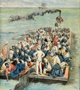 Embarquement sur le navire hôpital des blessés de l
