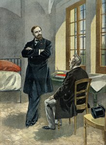 Paul Deroulede en prison reçoit son avocat Oscar Falateuf en 1899 (Gravure) - Oswaldo Tofani