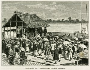 Théâtre dans le vent. Gravure pour illustrer l