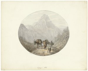 Paysage montagneux en Espagne, avec des mules - Otto Baron Howen