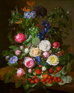 Une corbeille avec des roses et d