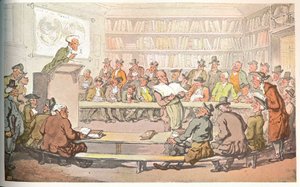 Une vente aux enchères de livres, vers 1810
