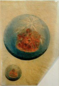 Paradiesgarten dans une boule de verre. Étude pour le vitrail de la maison Zwingli à Zurich-Wiedikon
