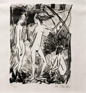 Deux filles debout et une fille assise - Otto Mueller