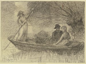 Un couple dans une péniche - Otto Scholderer