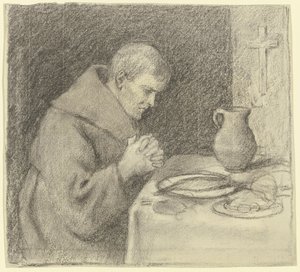 Moine pendant le bénédicité - Otto Scholderer