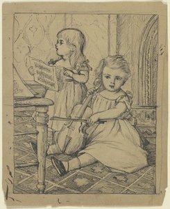 Deux enfants faisant de la musique - Otto Scholderer