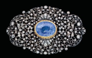 Broche ottomane incrustée de diamants et de saphirs