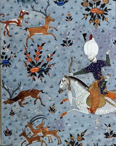 Représentation des courtisans du sultan Murad II (1404-1451) chassant le cerf (détail) - Ottoman School
