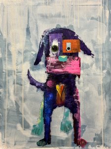 Chien abstrait et coloré