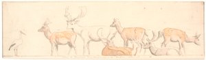 Un troupeau de cerfs et une cigogne - P.C. Skovgaard