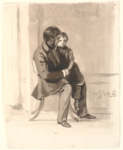 Johan Thomas Lundbye avec Olympia Freund sur ses genoux