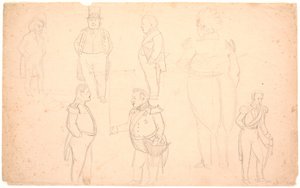Caricature de A.S. Ørsted, Frederik VII, Christian VIII et probablement Frederik VI