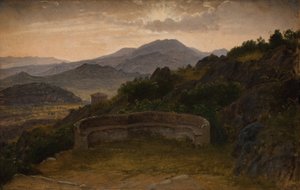 Paysage près de Subiaco. Coucher de soleil - P.C. Skovgaard