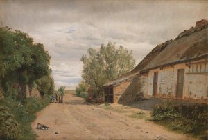 Les abords du village de Vejby. Au bord de la route, le peintre J.Th. Lundbye esquissant