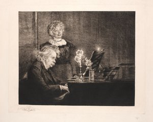 Edvard et Nina Grieg au piano