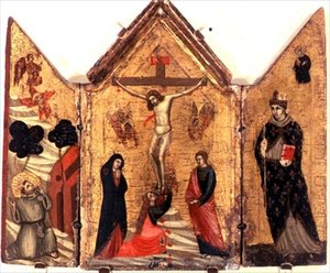 Triptyque de la Crucifixion avec Saint François recevant les stigmates et Saint Benoît