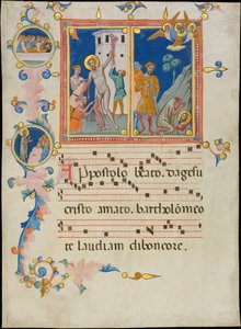 Feuille de Manuscrit avec le Martyre de Saint Barthélemy, d