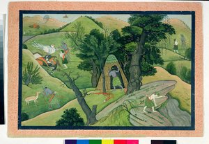 Rama et Lakshmana errant à la recherche de Sita, du Ramayana, Kangra, Himachal Pradesh, 1780