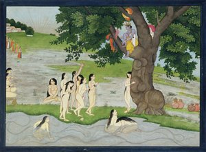 Krishna vole les vêtements des Gopies, du Bhagavata Purana, Kangra, Himachal Pradesh, 1780