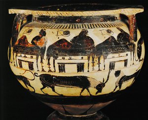 Registre supérieur : un banquet, registre inférieur : des animaux ... - Painter Detroit