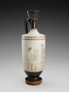 Lécythe à épaule avec peinture polychrome sur fond blanc de scène funéraire, 450-440 av. J.-C. - Painter Houston