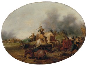Escarmouche de cavalerie avec un cheval tombé, 1637 - Palamedes Palamedesz