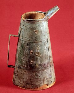Antiquité chrétienne : vase liturgique décoré de scènes de la vie du Christ. 3ème siècle après J.-C. Saint Germain, Musée des Antiquités