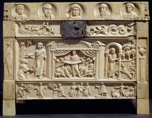 Art paléochrétien : Reliquaire décoré de scènes de l