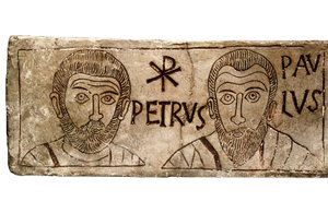 Sarcophage représentant les apôtres Pierre et Paul, civilisation paléochrétienne - Paleo Christian Paleo Christian