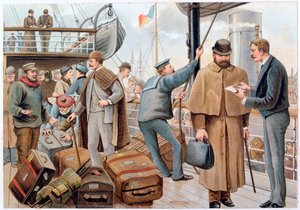 Passagers rejoignant un paquebot P&O sur la Tamise
