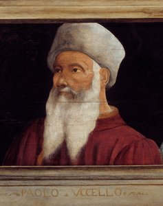 Cassone avec 5 portraits du Maître de la Renaissance florentine (détail avec le portrait de Paolo di Dono dit Paolo Uccello)