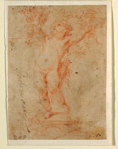 Dessin, Cupidon soulevant des bouquets de fleurs avec ses deux bras, 1710-28
