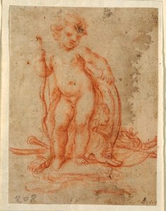 Dessin, motif de Cupidon et trophée d