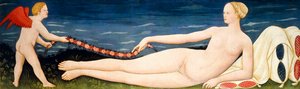 Vénus sur des coussins tenant une guirlande de fleurs avec un putto - Paolo di Stefano Badaloni Schiavo