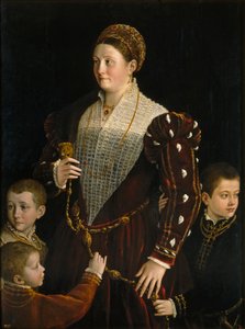 Camilla Gonzaga, Comtesse de San Secondo, avec trois fils