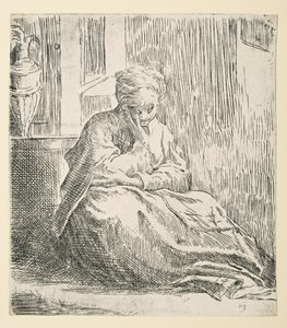 Femme assise par terre, connue sous le nom de Sainte Thaïs - Parmigianino