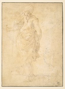 Figure féminine vêtue et une tête féminine - Parmigianino