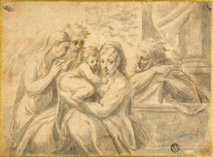Sainte Famille avec Marie-Madeleine et saint masculin
