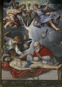 Christ mort, adoré par le pape Pie V