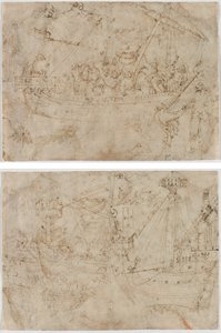 Navicella (recto) Deux dessins de navires (verso) - Parri Spinelli