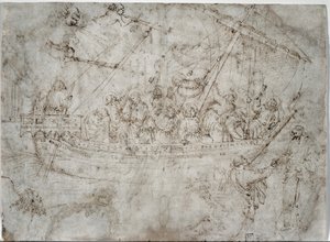 Deux dessins de navires (verso) - Parri Spinelli