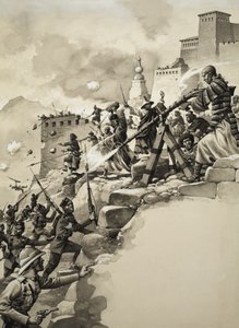 Assaut final sur le Tibet (gouache sur papier)