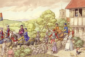 Le Prince Edward à cheval de Ludlow à Londres (gouache sur papier)