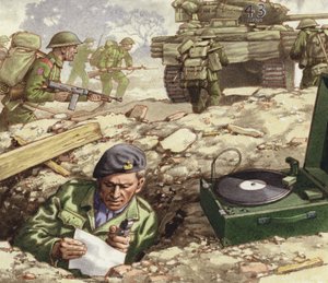 Reportage sur le débarquement en Normandie (gouache sur papier)