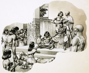 Le "bon médecin" Imhotep donnant des conseils à un malade