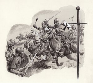 Les chevaliers teutoniques (gouache sur papier)