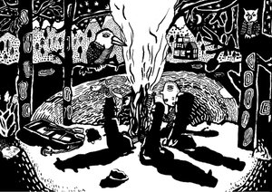 feu dans les bois, 2014 (encre et pinceau)